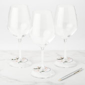 Elegant Blush Pink Floral Waterverf Wedding Favor Wijnglaslabel (Set)