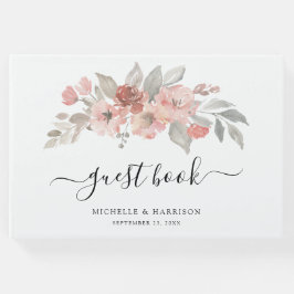 Elegant Blush Pink Floral Waterverf Wedding Gastenboek