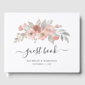 Elegant Blush Pink Floral Waterverf Wedding Gastenboek (Voorkant)