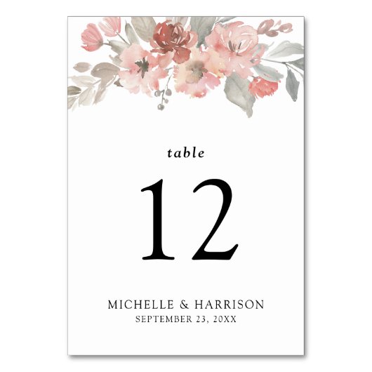 Elegant Blush Pink Floral Waterverf Wedding Kaart (Voorkant)