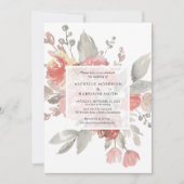 Elegant Blush Pink Floral Waterverf Wedding Kaart (Voorkant)
