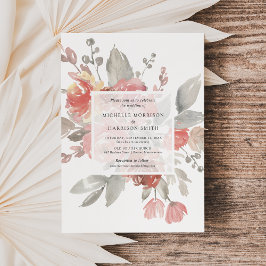 Elegant Blush Pink Floral Waterverf Wedding Kaart