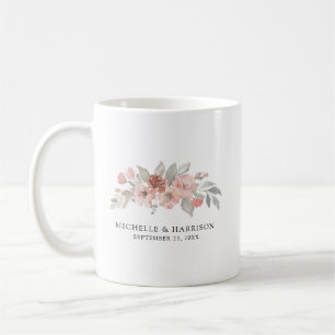 Elegant Blush Pink Floral Waterverf Wedding Koffiemok