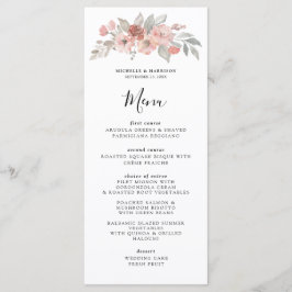 Elegant Blush Pink Floral Waterverf Wedding Menu