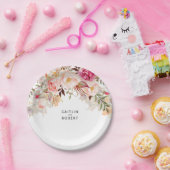 Elegant Blush Pink Floral Waterverf Wedding Papieren Bordje (Feest)