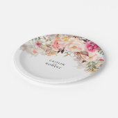 Elegant Blush Pink Floral Waterverf Wedding Papieren Bordje (Gekanteld)