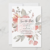 Elegant Blush Pink Floral Waterverf Wedding Save The Date (Voorkant)