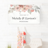 Elegant Blush Pink Floral Waterverf Wedding Spandoek (Insitu)