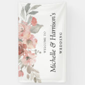 Elegant Blush Pink Floral Waterverf Wedding Spandoek (Verticaal)