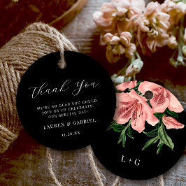 Elegant Blush Pink Floral Weddenschap Hartelijk da Bedankjes Labels
