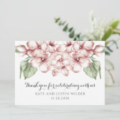 Elegant Blush Pink Floral Weddenschap Hartelijk da Bedankkaart (Staand voorkant)