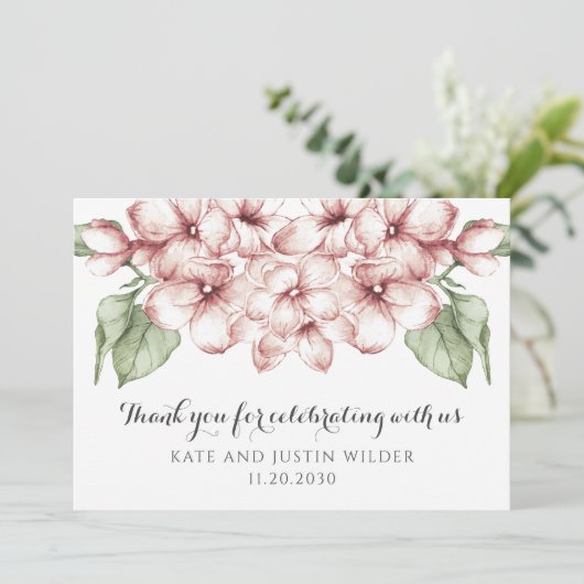 Elegant Blush Pink Floral Weddenschap Hartelijk da Bedankkaart (Staand voorkant)
