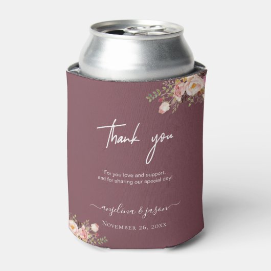 Elegant Blush Pink Floral Weddenschap Hartelijk da Blikjeskoeler (Blikje Voorkant)