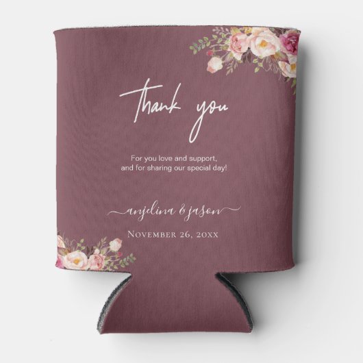 Elegant Blush Pink Floral Weddenschap Hartelijk da Blikjeskoeler (Voorkant)