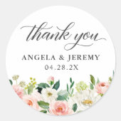 Elegant Blush Pink Floral Weddenschap Hartelijk da Ronde Sticker (Voorkant)