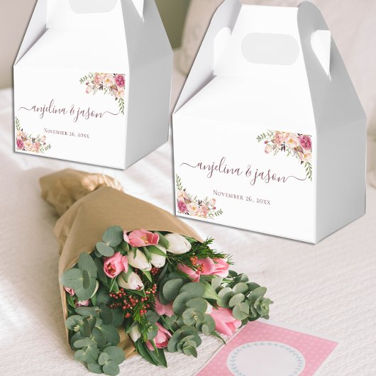 Elegant Blush Pink Floral Wedding Bedankdoosjes