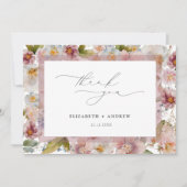 Elegant Blush Pink Floral Wedding Bedankkaart (Voorkant)