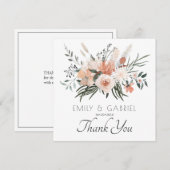 Elegant Blush Pink Floral Wedding Bedankkaart (Voorkant / Achterkant)