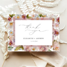 Elegant Blush Pink Floral Wedding Bedankkaart