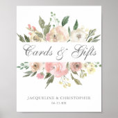 Elegant Blush Pink Floral Wedding Cards & Gifts Poster (Voorkant)