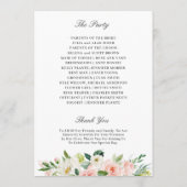 Elegant Blush Pink Floral Wedding Ceremony Programmakaart (Achterkant)