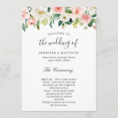 Elegant Blush Pink Floral Wedding Ceremony Programmakaart (Voorkant)