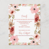 Elegant Blush Pink Floral Wedding Details Informatiekaartje (Voorkant)