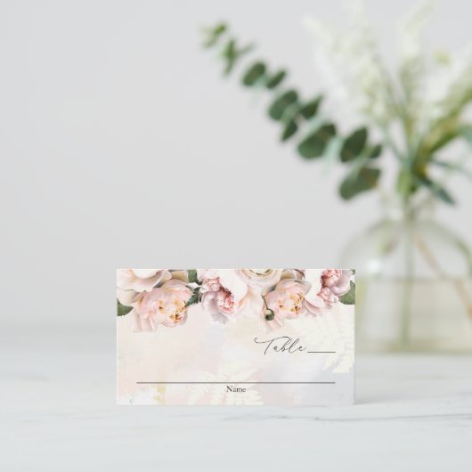 Elegant Blush Pink Floral Wedding Escort Kaart (Staand voorkant)