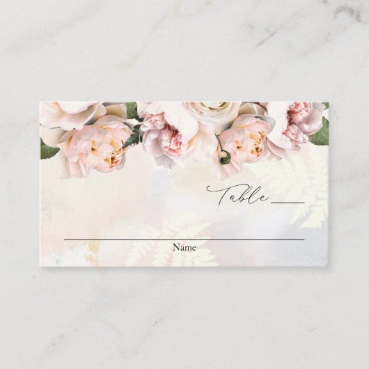Elegant Blush Pink Floral Wedding Escort Kaart (Voorkant)