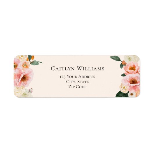 Elegant Blush Pink Floral Wedding Etiket (Voorkant)