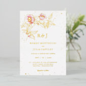 Elegant Blush Pink Floral Wedding Folie Uitnodiging (Staand Voorkant)