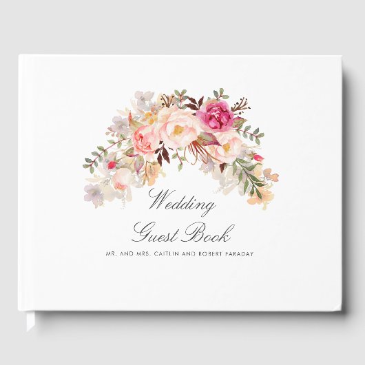 Elegant Blush Pink Floral Wedding Gastenboek (Voorkant)
