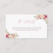 Elegant Blush Pink Floral Wedding Informatiekaartje (Voorkant)