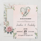 Elegant Blush Pink Floral Wedding Invite Kaart (Voorkant / Achterkant)