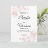 Elegant Blush Pink Floral Wedding Kaart (Staand voorkant)