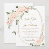 Elegant Blush Pink Floral Wedding Kaart (Voorkant / Achterkant)