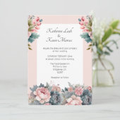Elegant Blush Pink Floral Wedding Kaart (Staand voorkant)