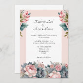 Elegant Blush Pink Floral Wedding Kaart (Voorkant / Achterkant)