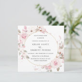 Elegant Blush Pink Floral Wedding Kaart (Staand voorkant)