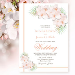 Elegant Blush Pink Floral Wedding Kaart