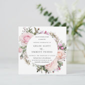 Elegant Blush Pink Floral Wedding Kaart (Staand voorkant)