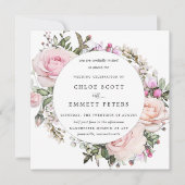 Elegant Blush Pink Floral Wedding Kaart (Voorkant)