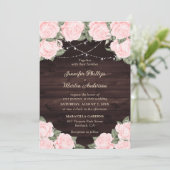 Elegant Blush Pink Floral Wedding Kaart (Staand voorkant)