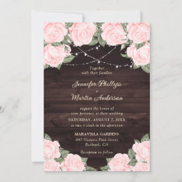 Elegant Blush Pink Floral Wedding Kaart