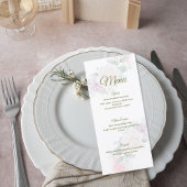 Elegant Blush Pink Floral Wedding Menu Card
