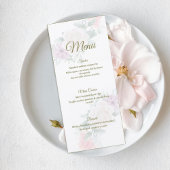 Elegant Blush Pink Floral Wedding Menu Card