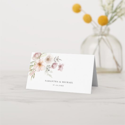 Elegant Blush Pink Floral Wedding Plaatskaartje (Achterkant)
