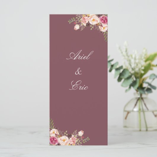 Elegant Blush Pink Floral Wedding Programme (Staand voorkant)