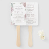 Elegant Blush Pink Floral Wedding Programme Handwaaier (Voorkant en achterkant)