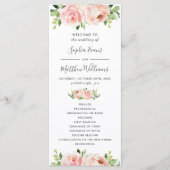 Elegant Blush Pink Floral Wedding Programme Programmakaart (Voorkant)